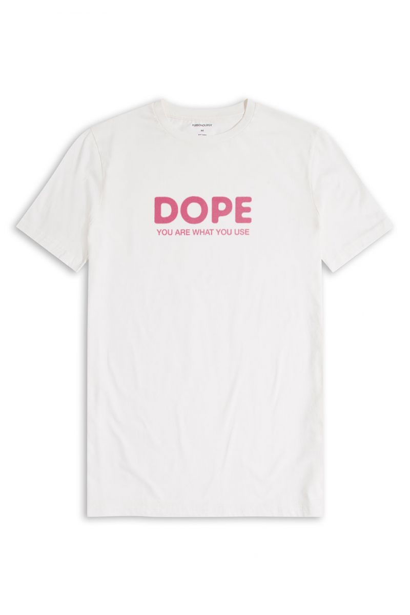 Off White Soft Fabric dope you are what you use Design Short Sleeve Tee