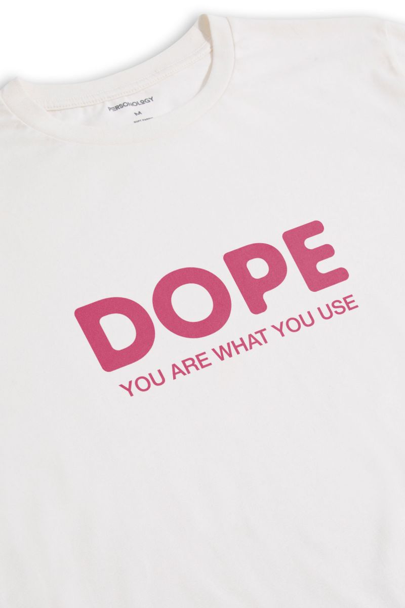 Off White Soft Fabric dope you are what you use Design Short Sleeve Tee
