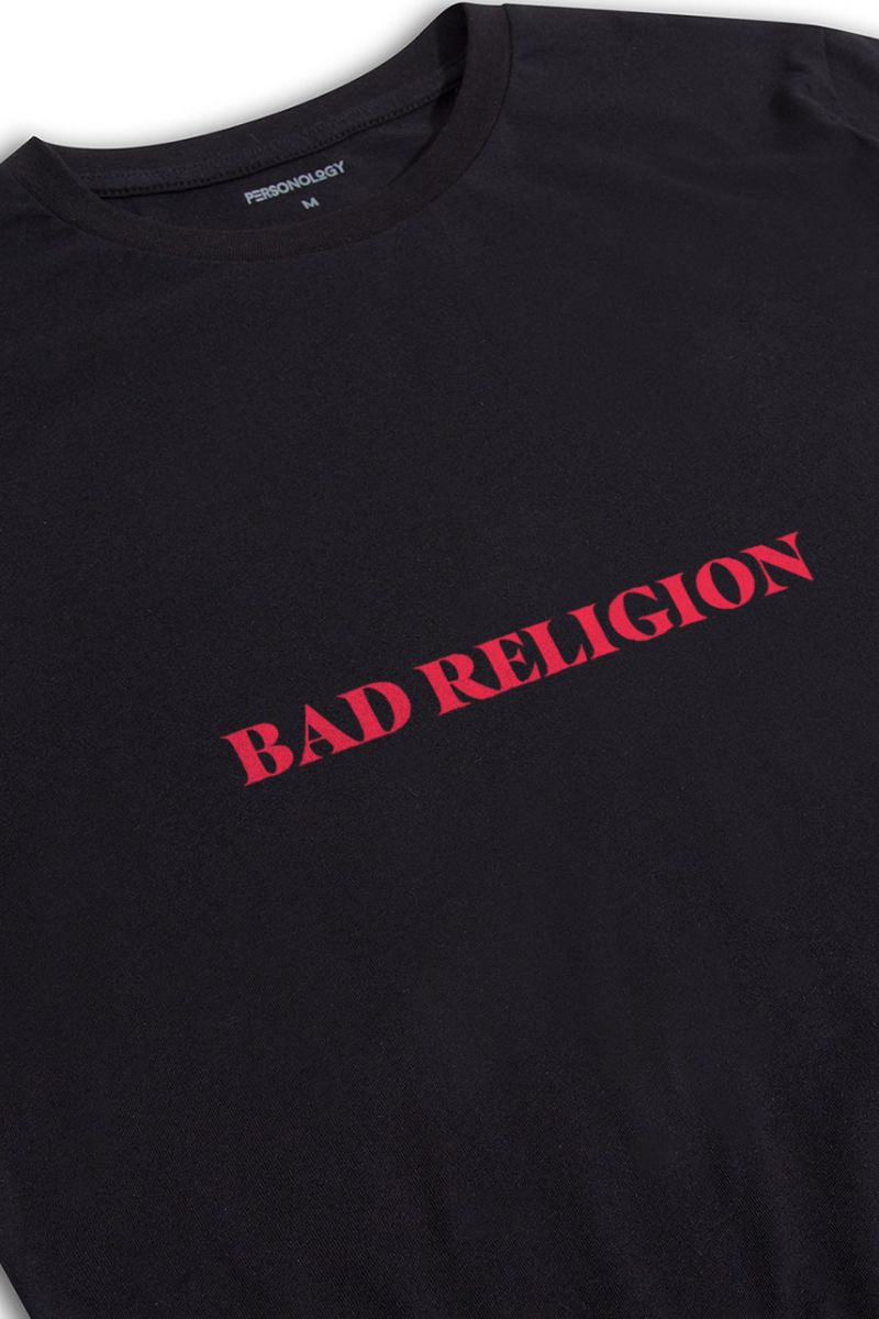 Black Soft Fabric Bad Religion Design Short Sleeve Tee