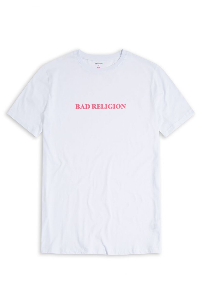 White Soft Fabric Bad Religion Design Short Sleeve Tee