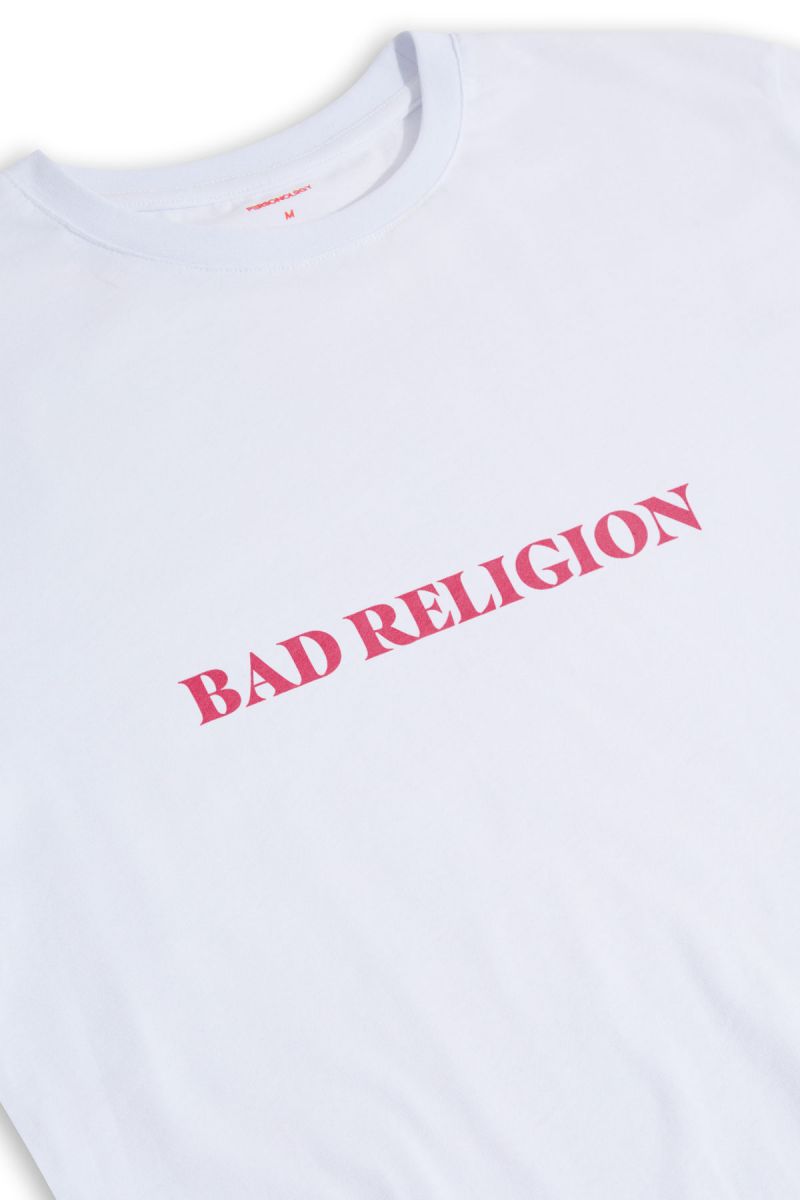 White Soft Fabric Bad Religion Design Short Sleeve Tee