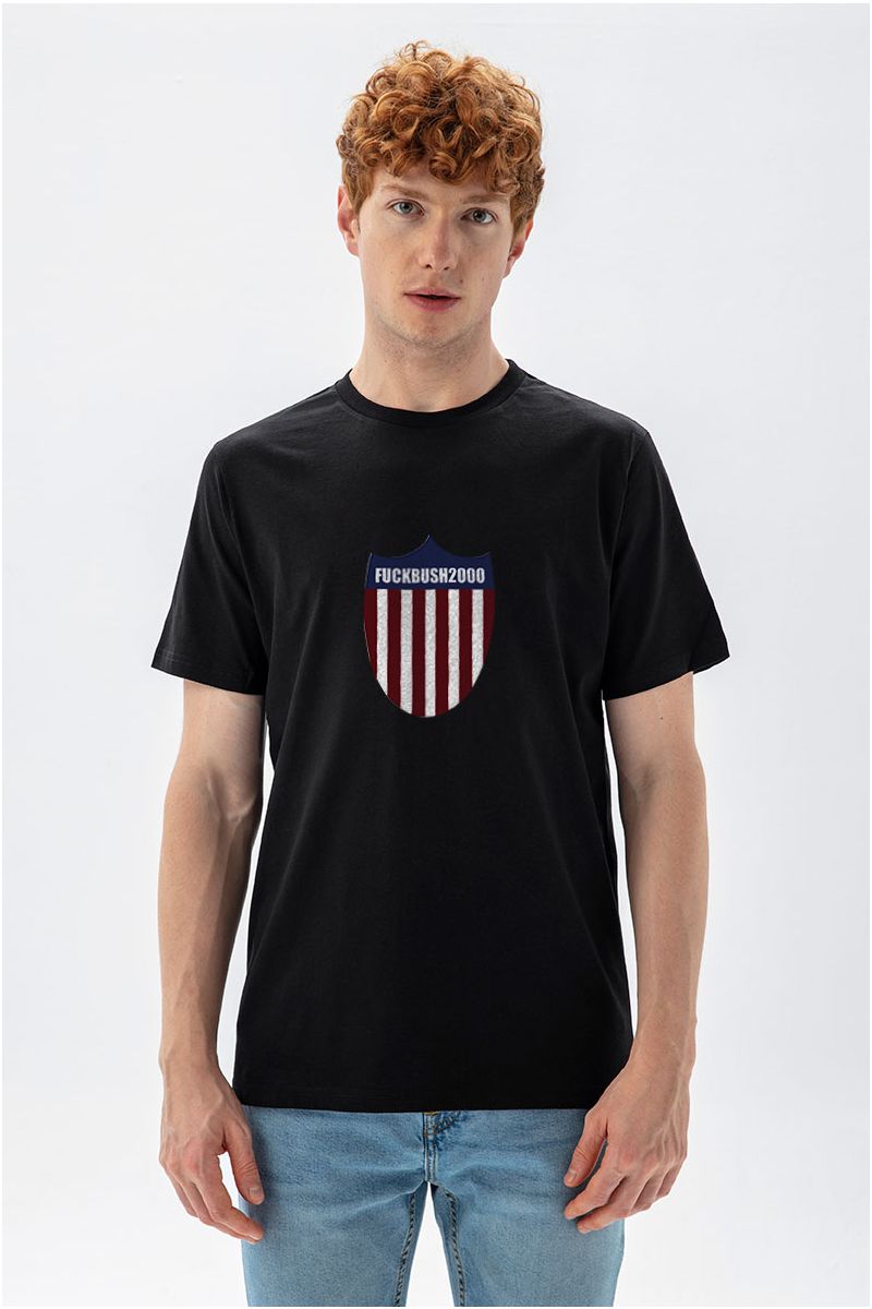 Black Soft Fabric F**k Bush Design Short Sleeve Tee