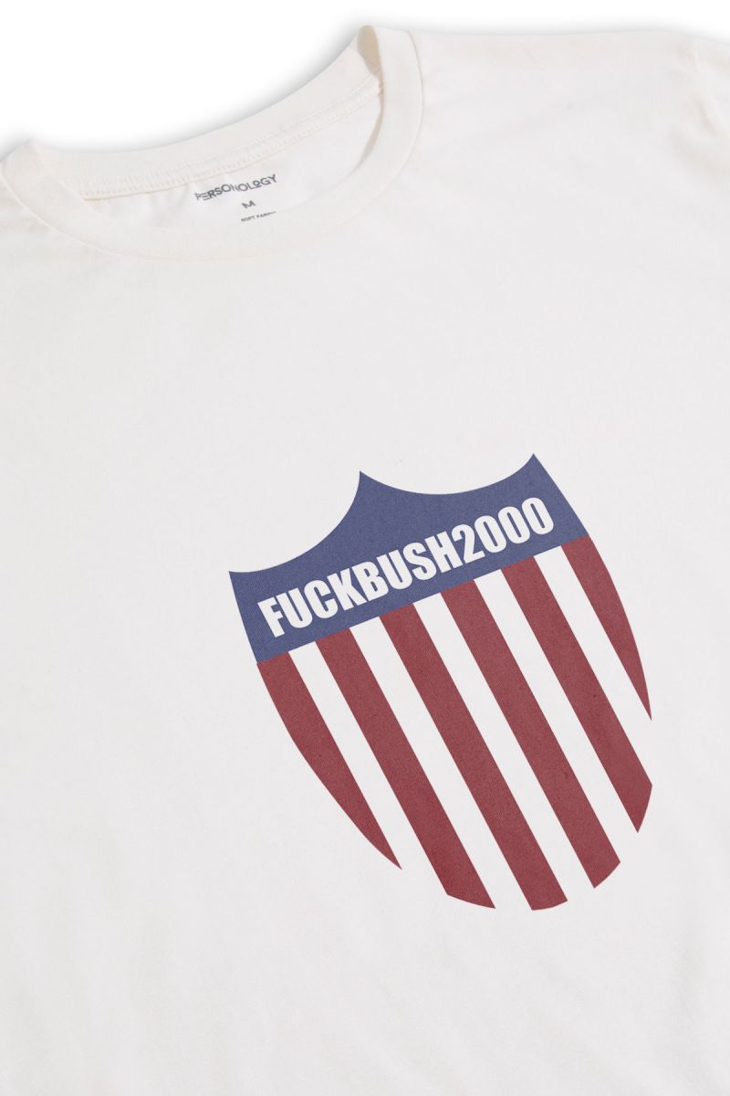 Off White Soft Fabric F**k Bush Design Short Sleeve Tee