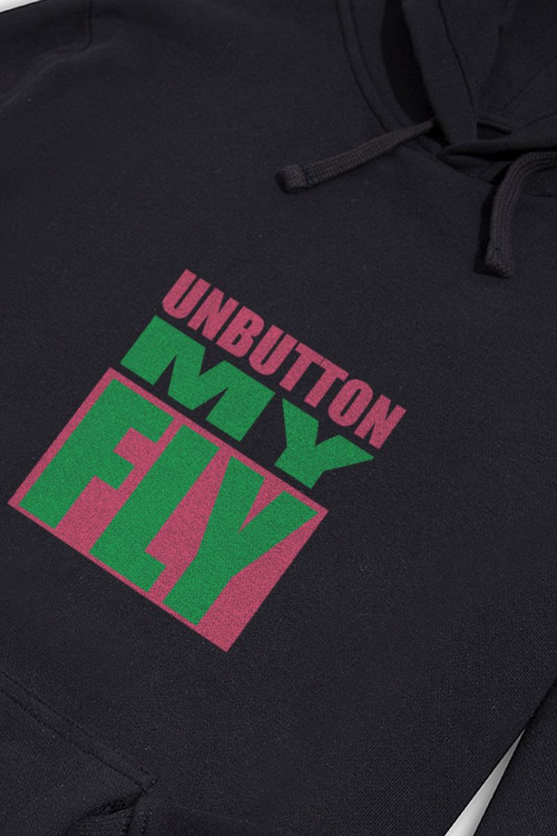 Black Premium Cotton Unbutton my fly Design Pullover Hoodie