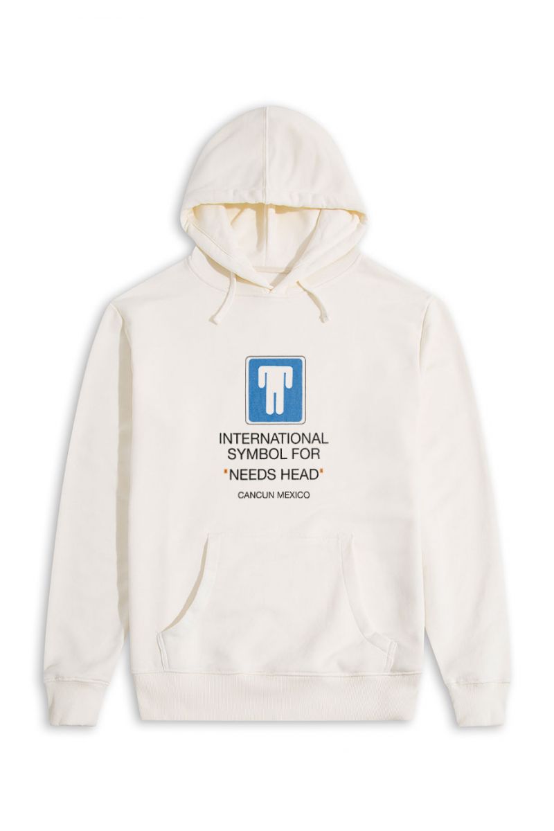 Ecru Premium Cotton needs head Design Pullover Hoodie