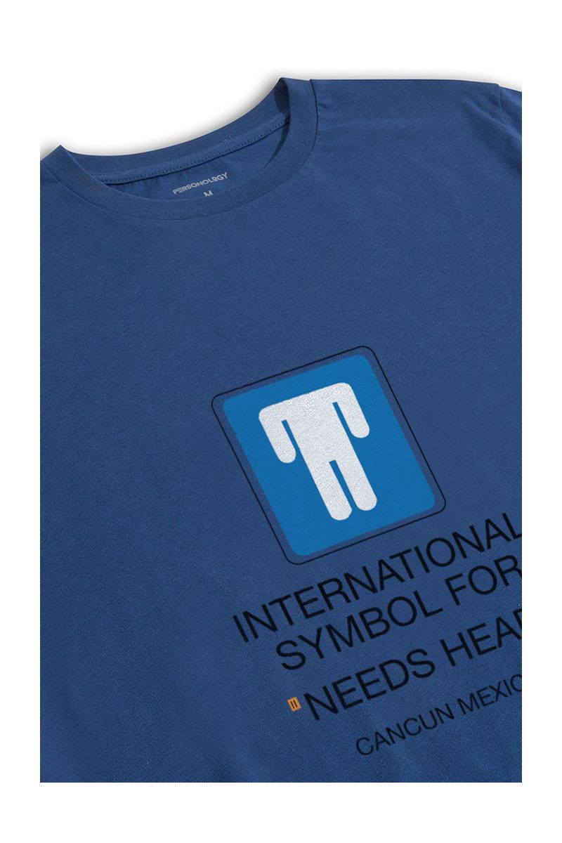Navy Soft Fabric needs head Design Short Sleeve Tee