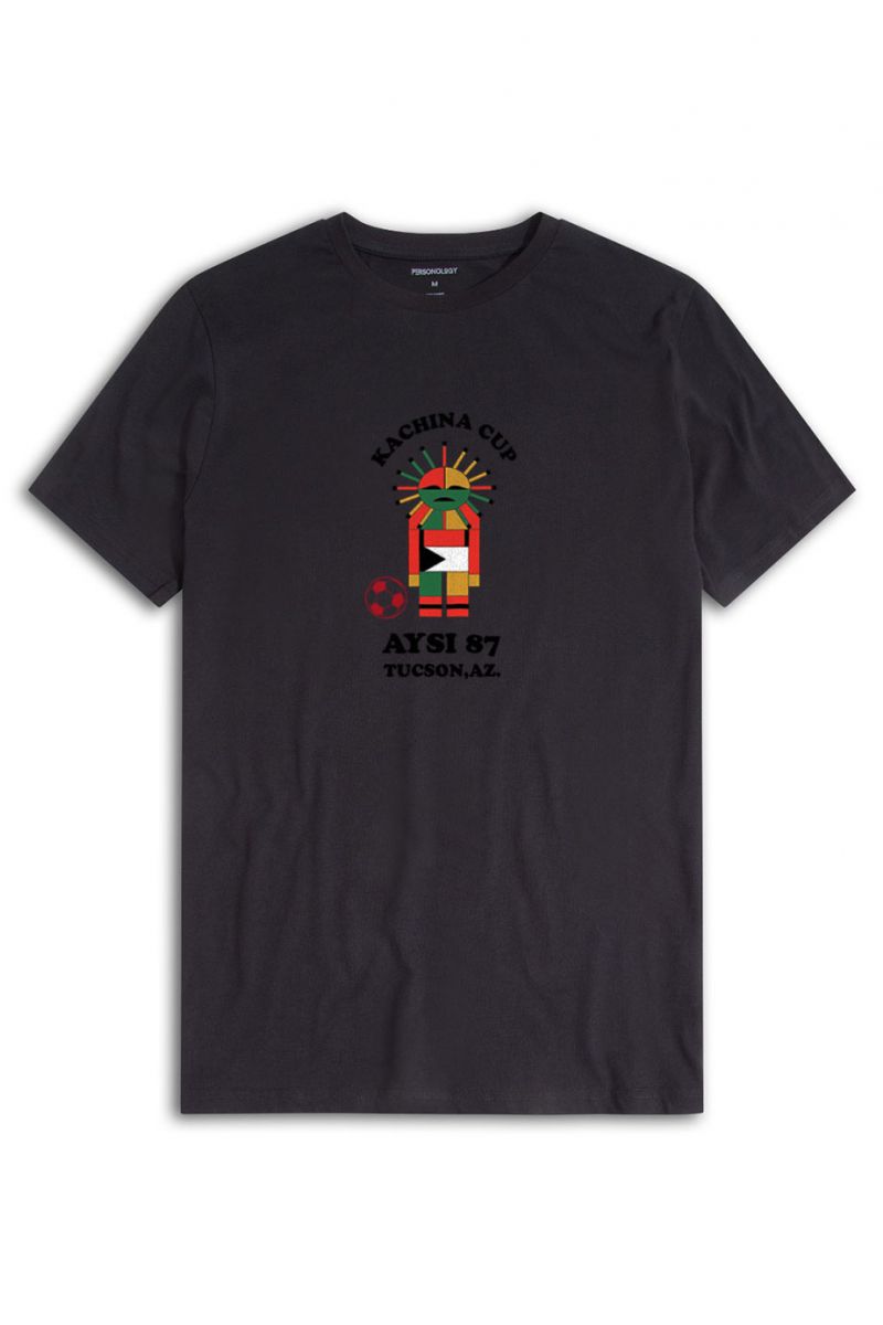 Black Soft Fabric kachina cup Design Short Sleeve Tee