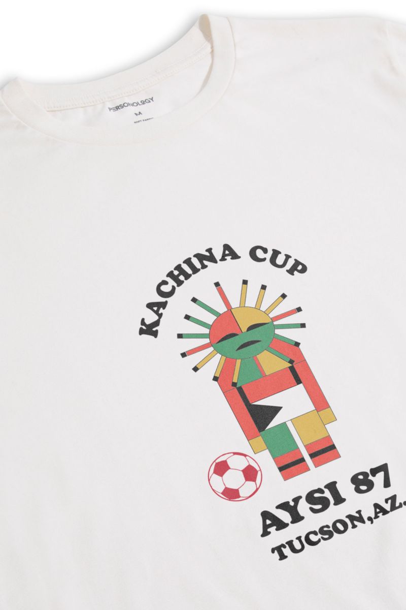 Off White Soft Fabric kachina cup Design Short Sleeve Tee