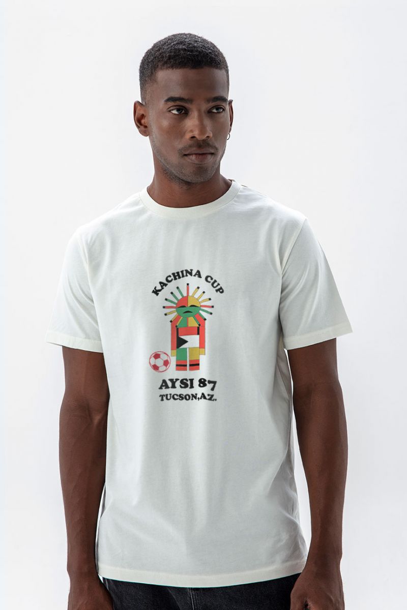 Off White Soft Fabric kachina cup Design Short Sleeve Tee