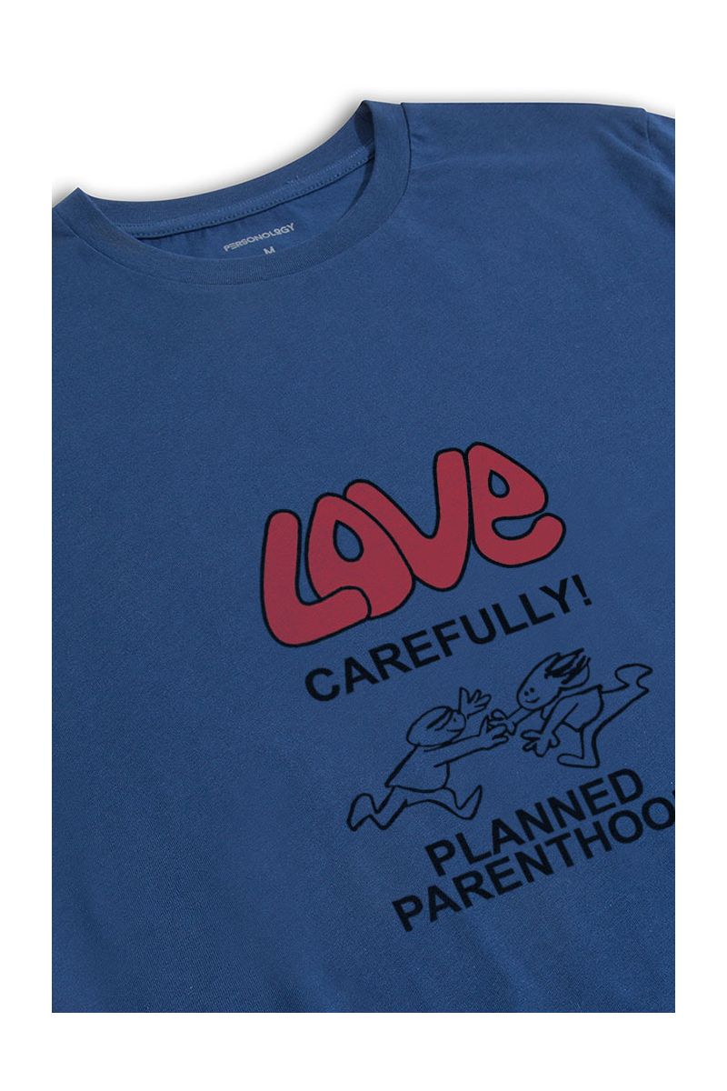 Navy Soft Fabric Love carefully , Planned parenthood Design Short Sleeve Tee