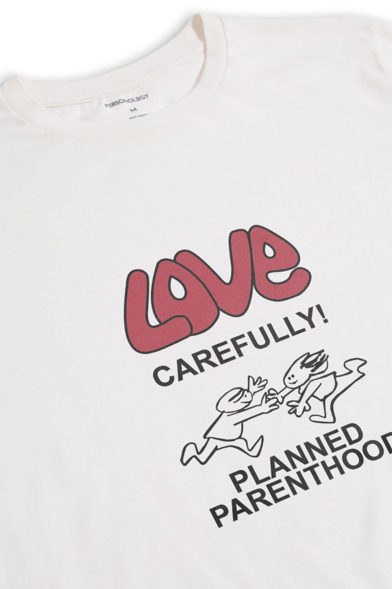 Off White Soft Fabric Love carefully , Planned parenthood Design Short Sleeve Tee