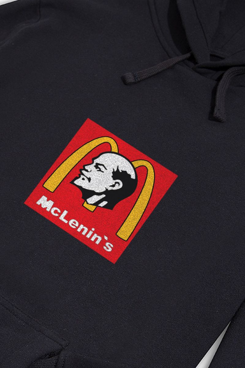Black Premium Cotton Mc Lenin's Design Pullover Hoodie