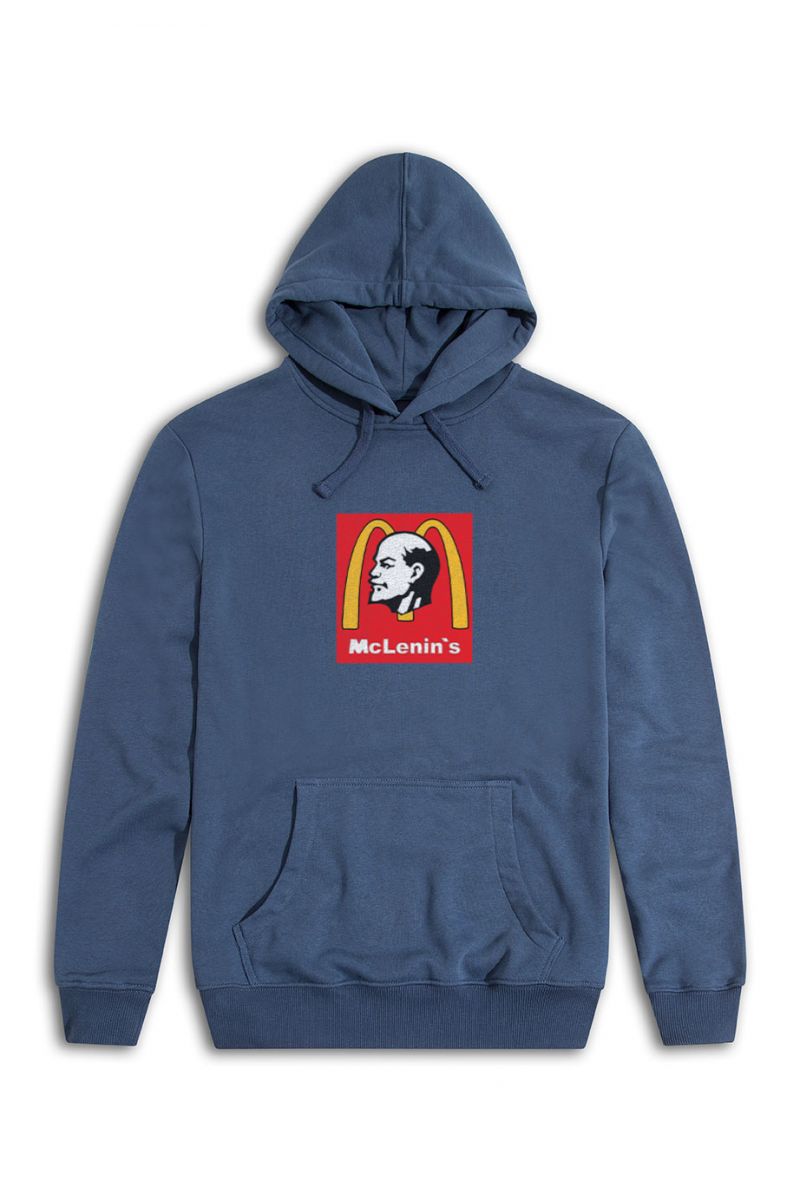 Navy Premium Cotton Mc Lenin's Design Pullover Hoodie