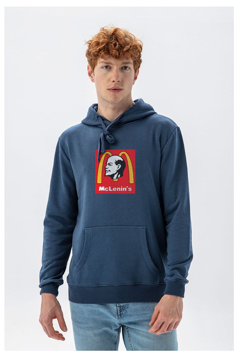 Navy Premium Cotton Mc Lenin's Design Pullover Hoodie