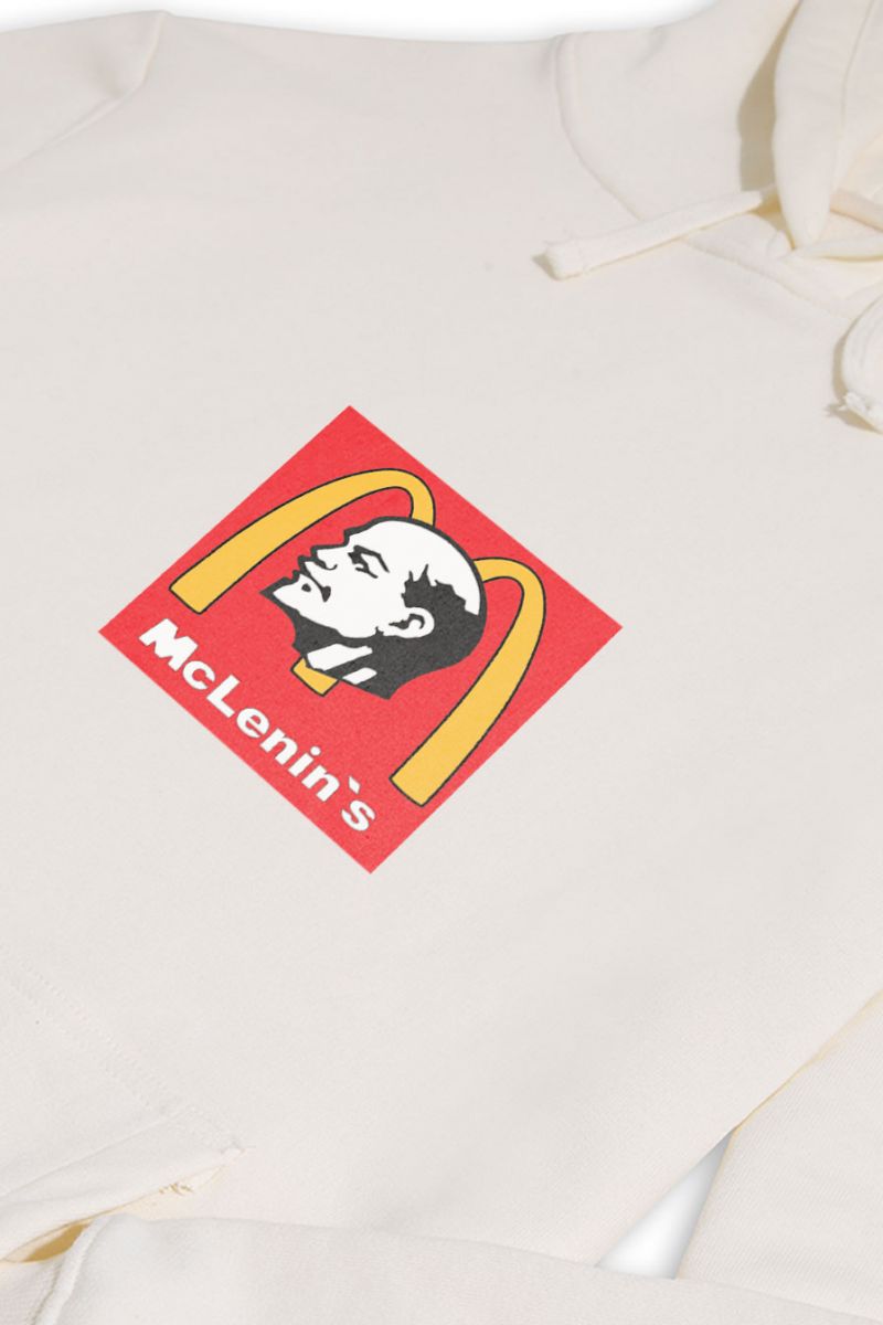 Ecru Premium Cotton Mc Lenin's Design Pullover Hoodie