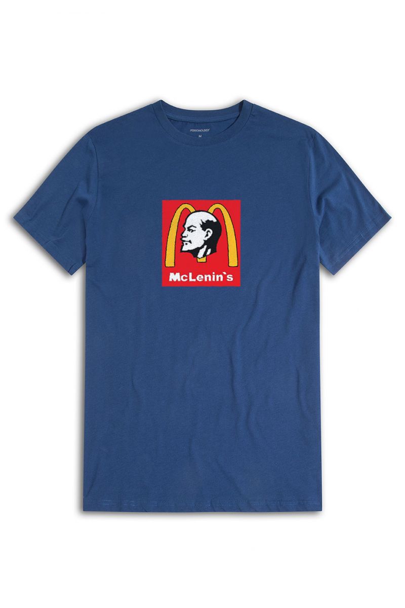 Navy Soft Fabric Mc Lenin's Design Short Sleeve Tee