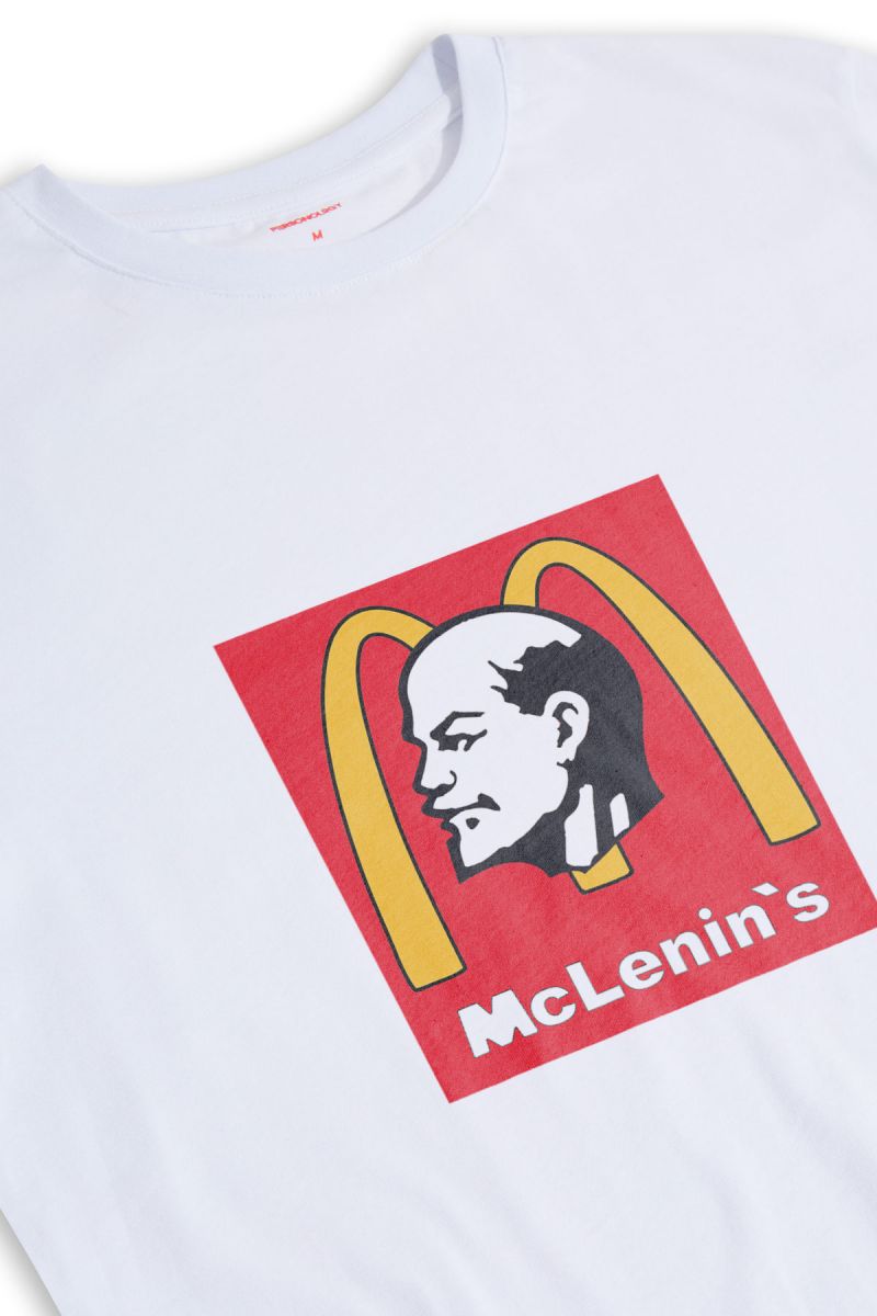 White Soft Fabric Mc Lenin's Design Short Sleeve Tee