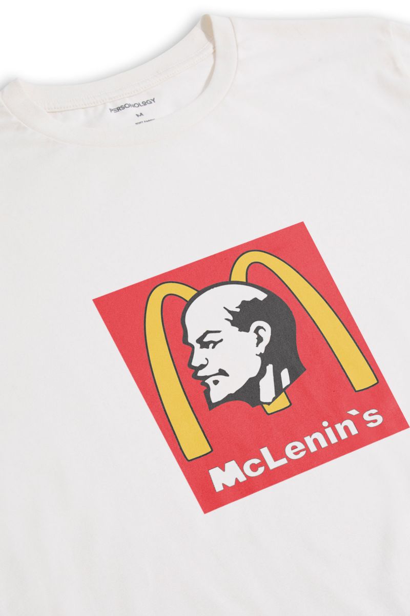 Off White Soft Fabric Mc Lenin's Design Short Sleeve Tee