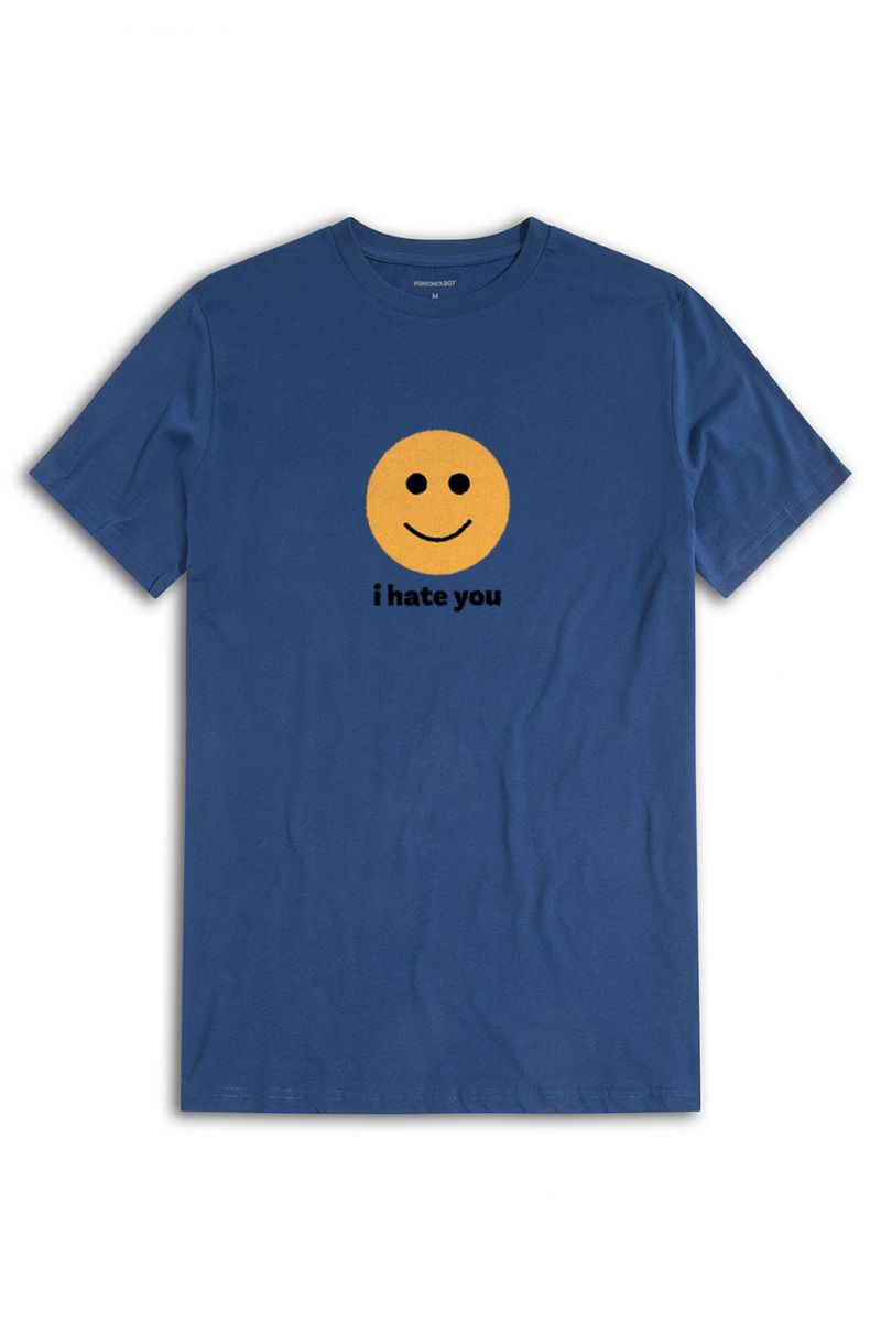 Navy Soft Fabric I hate you Design Short Sleeve Tee