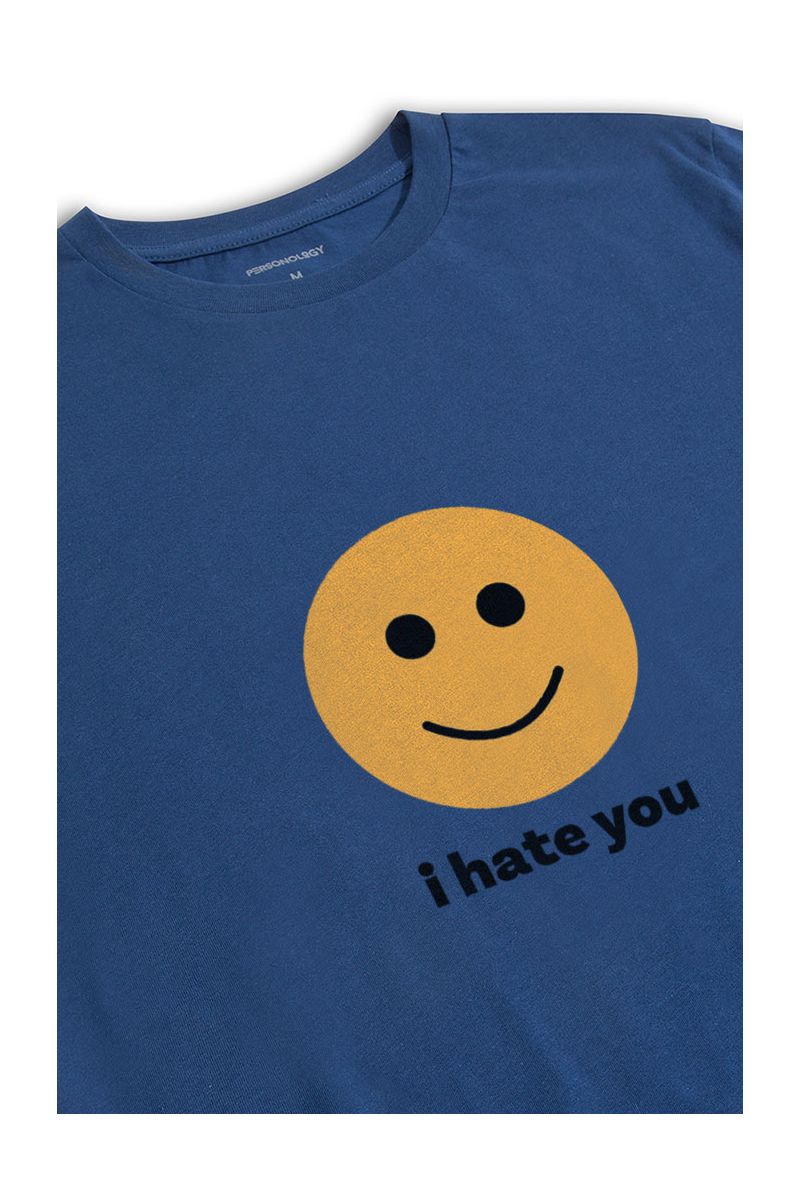 Navy Soft Fabric I hate you Design Short Sleeve Tee