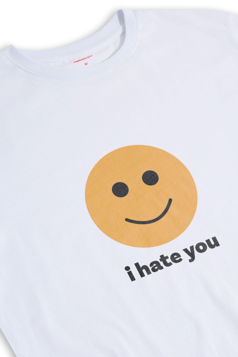 White Soft Fabric I hate you Design Short Sleeve Tee