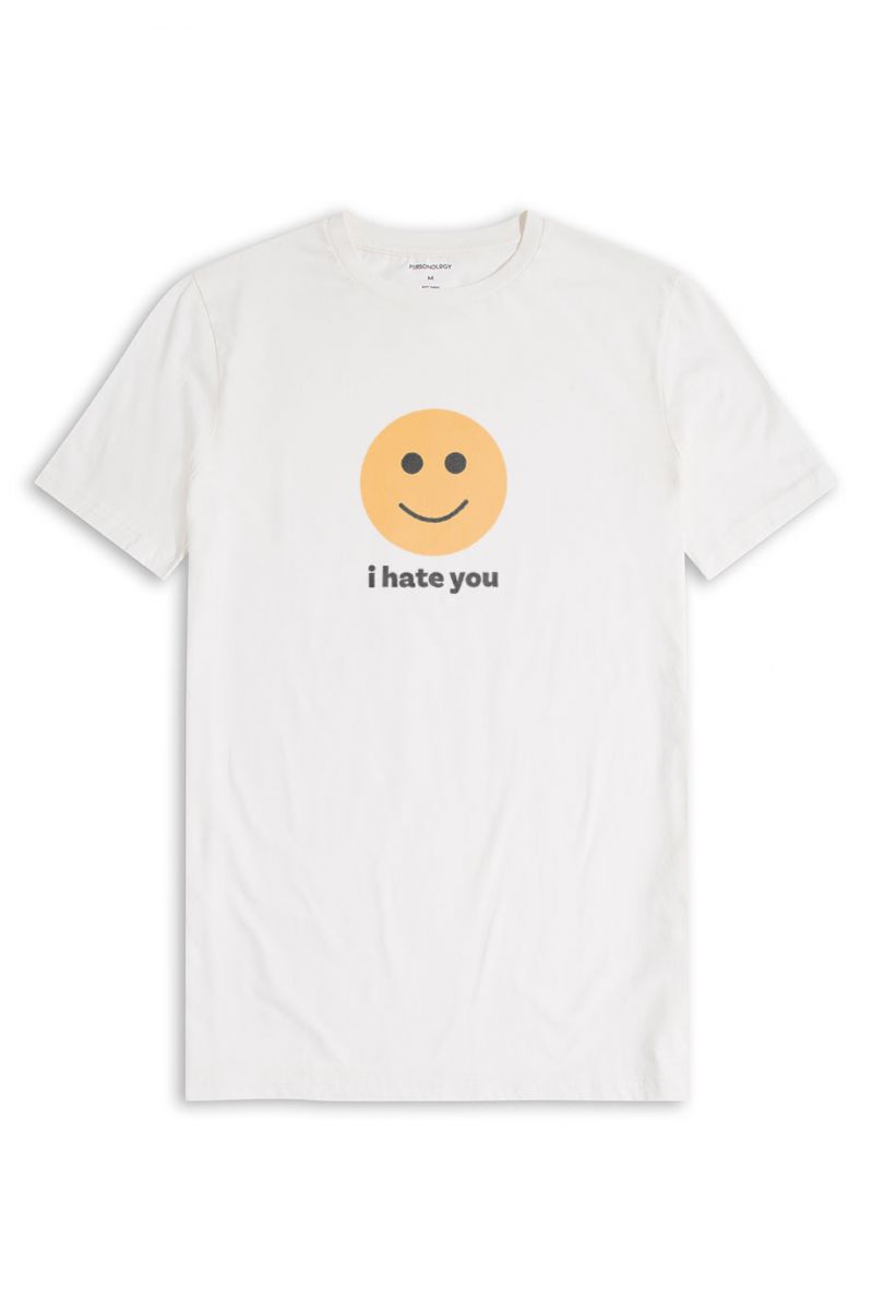 Off White Soft Fabric I hate you Design Short Sleeve Tee