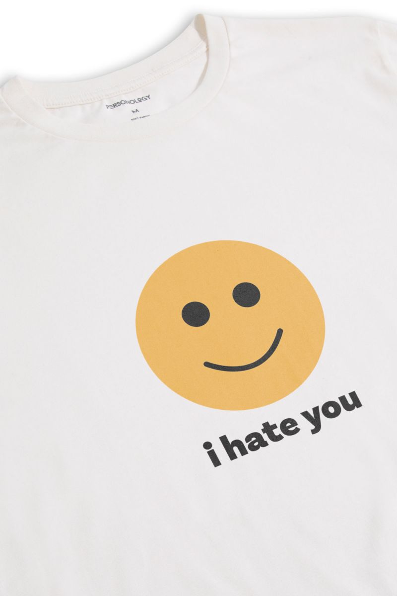 Off White Soft Fabric I hate you Design Short Sleeve Tee