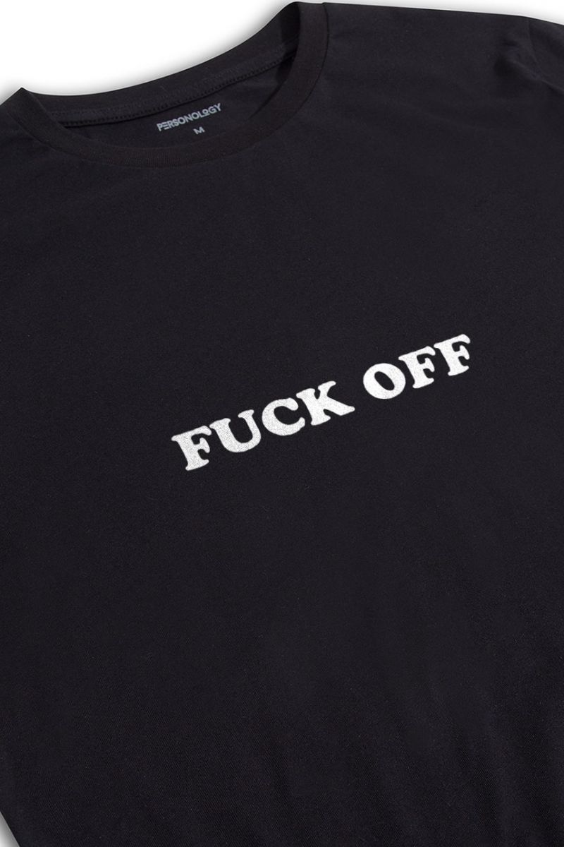 Black Soft Fabric F**k off Design Short Sleeve Tee