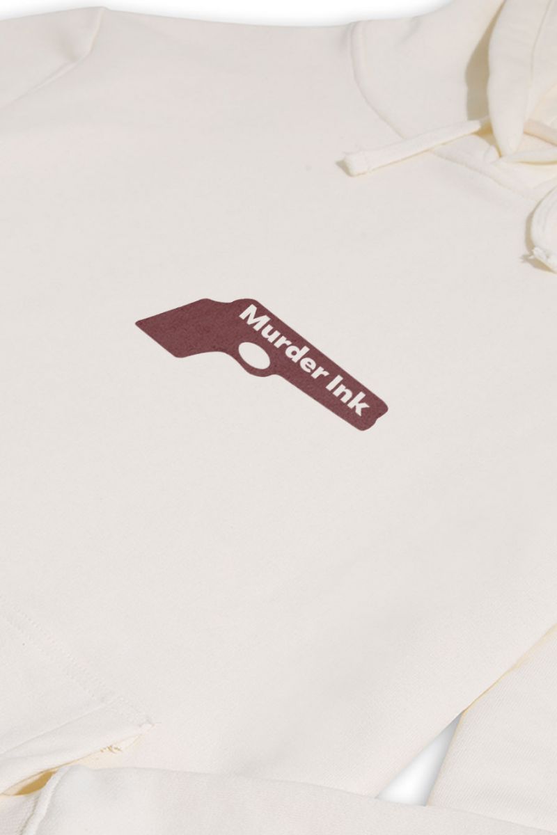 Ecru Premium Cotton Murder Ink Design Pullover Hoodie
