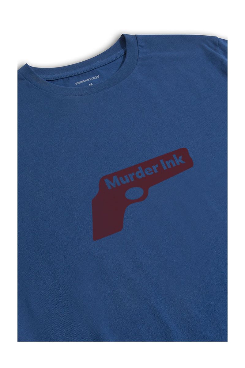 Navy Soft Fabric Murder Ink Design Short Sleeve Tee
