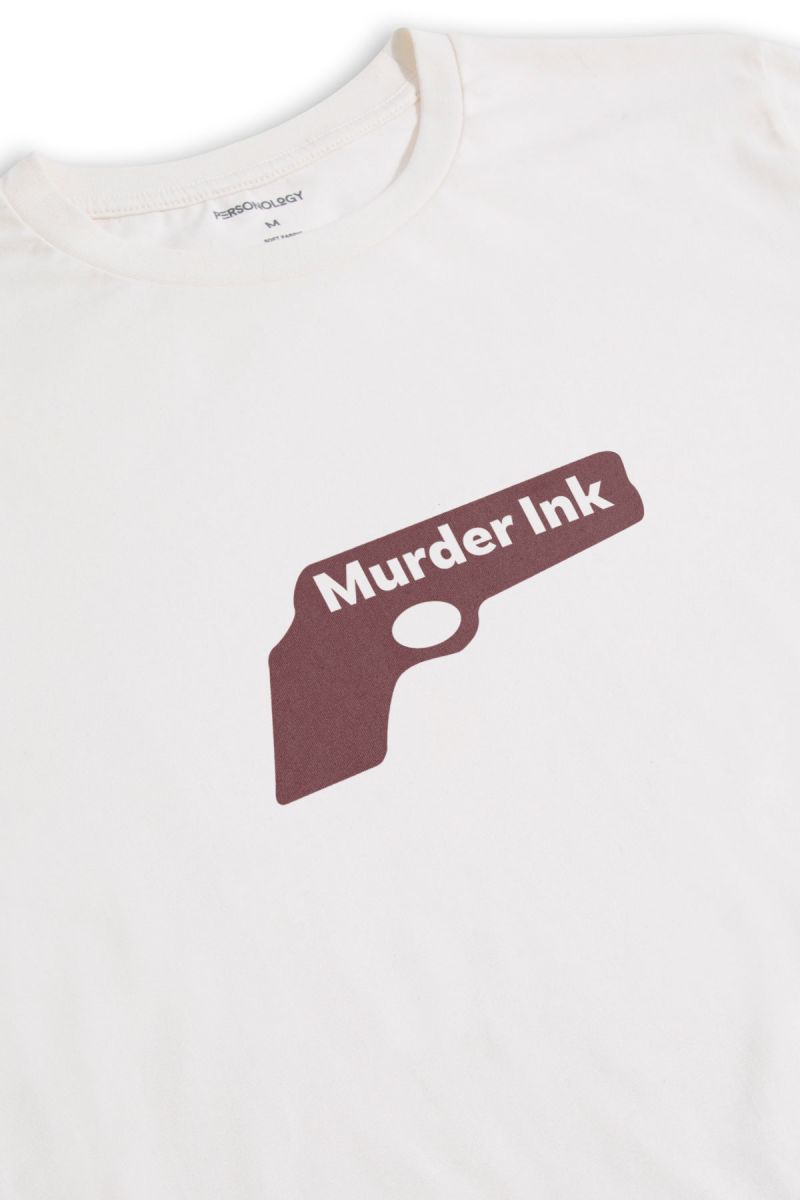 Off White Soft Fabric Murder Ink Design Short Sleeve Tee