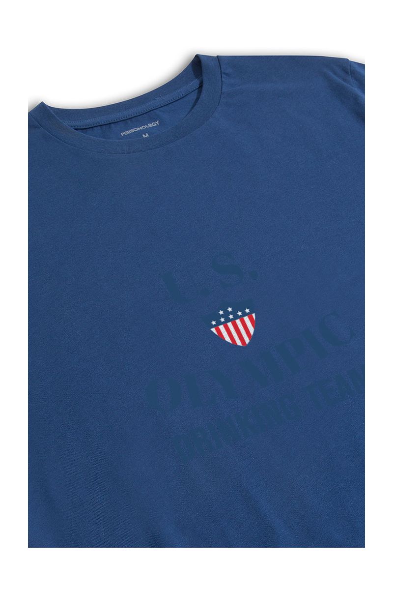 Navy Soft Fabric U.S. Olympic Drinking Team Design Short Sleeve Tee