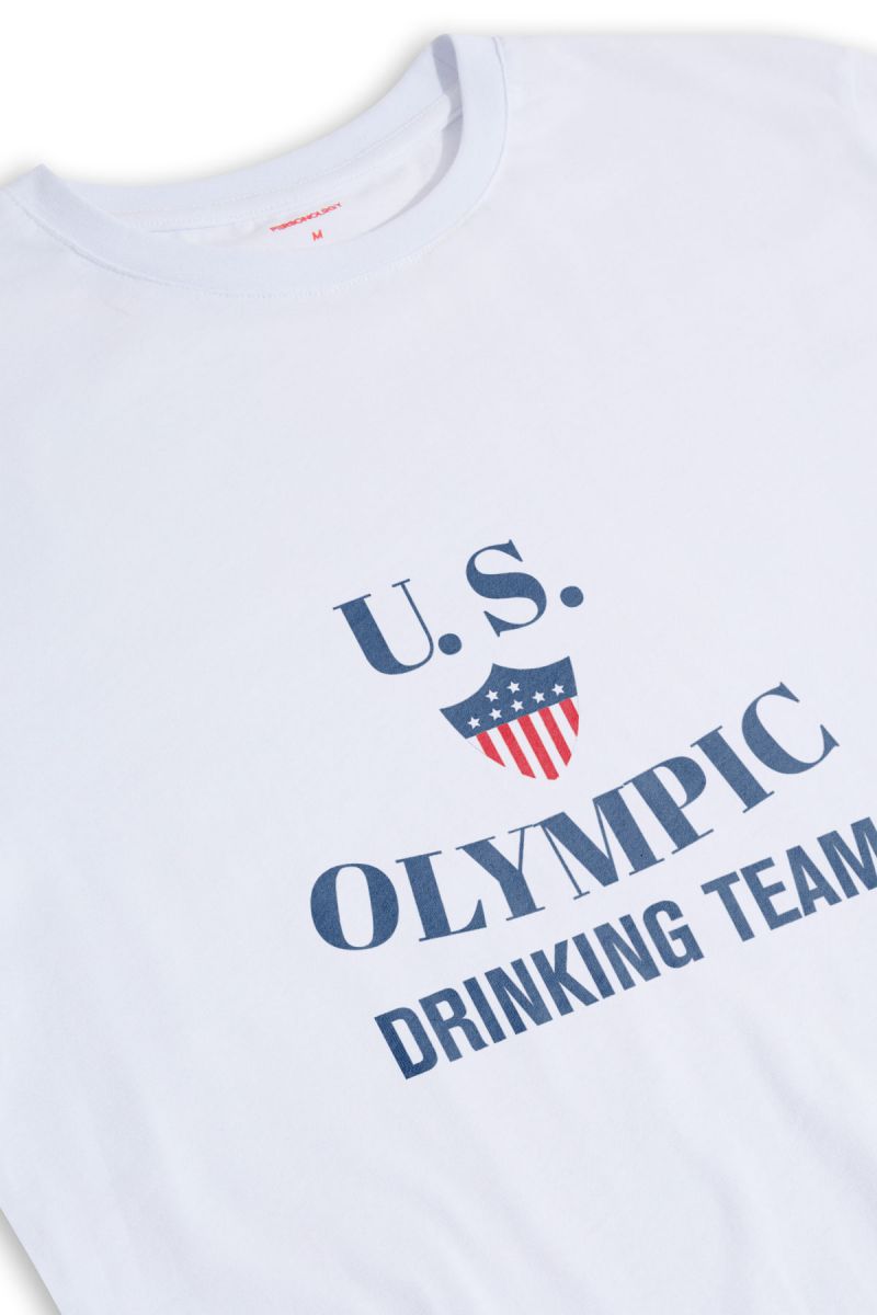 White Soft Fabric U.S. Olympic Drinking Team Design Short Sleeve Tee