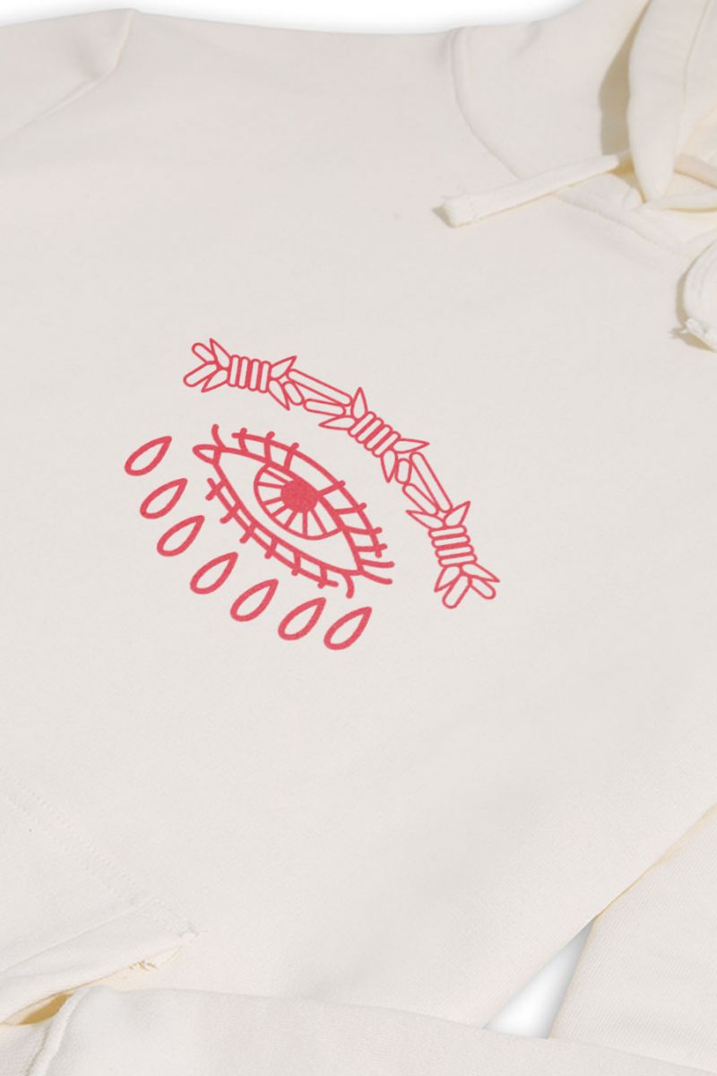 Ecru Premium Cotton Crying Design Pullover Hoodie