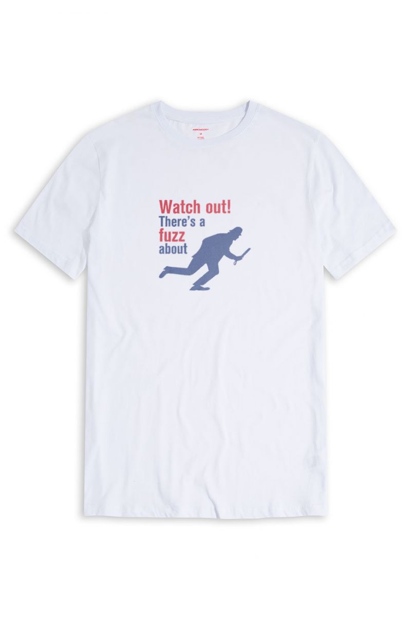 White Soft Fabric Watch out! There is a fuzz about Design Short Sleeve Tee