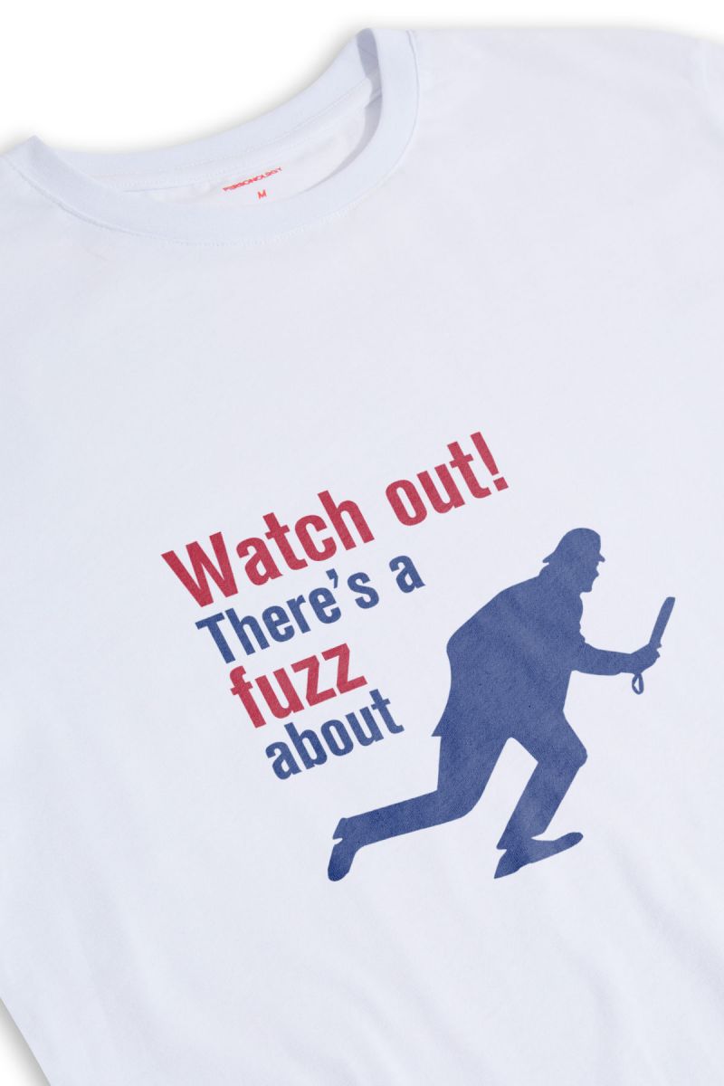 White Soft Fabric Watch out! There is a fuzz about Design Short Sleeve Tee