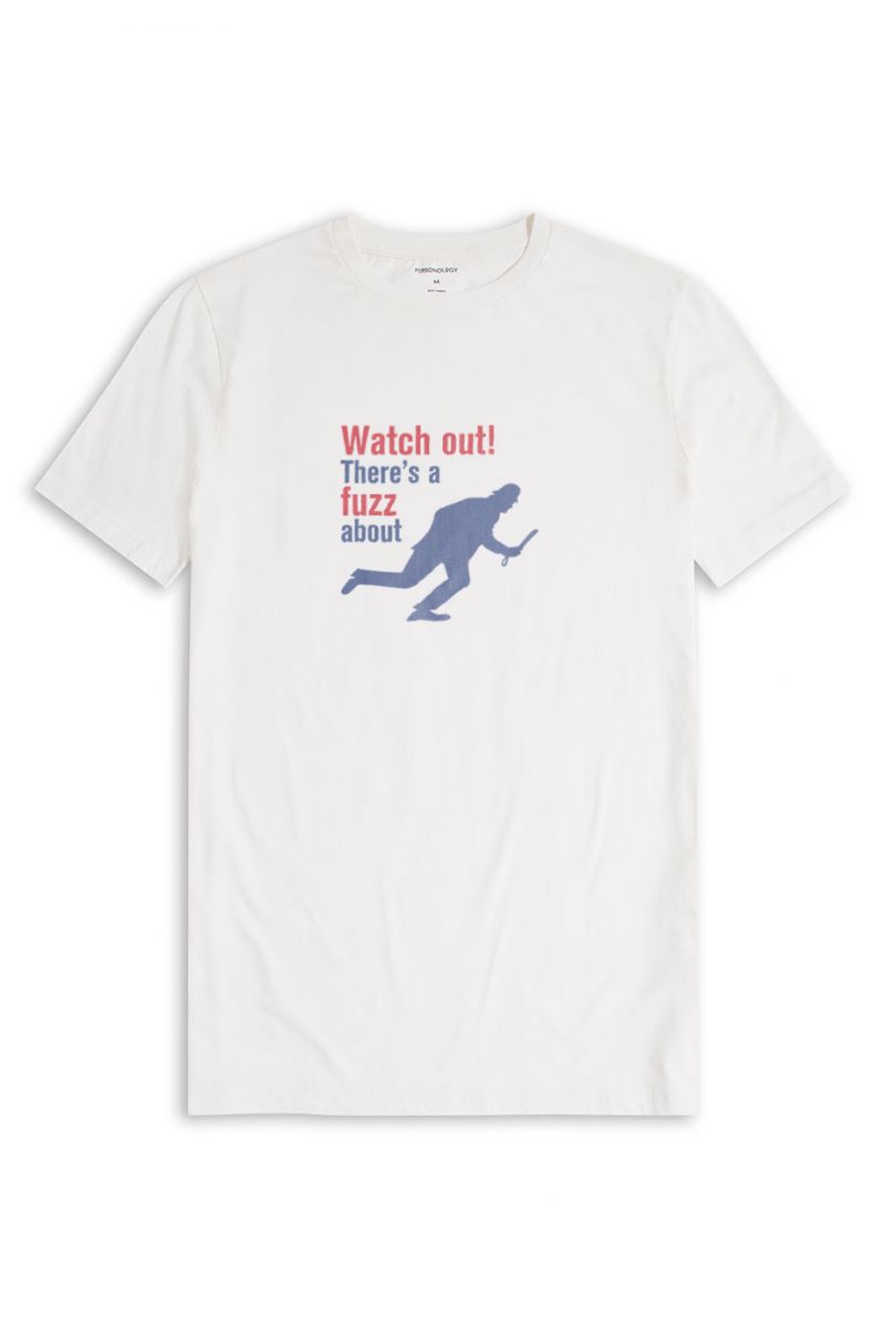 Off White Soft Fabric Watch out! There is a fuzz about Design Short Sleeve Tee