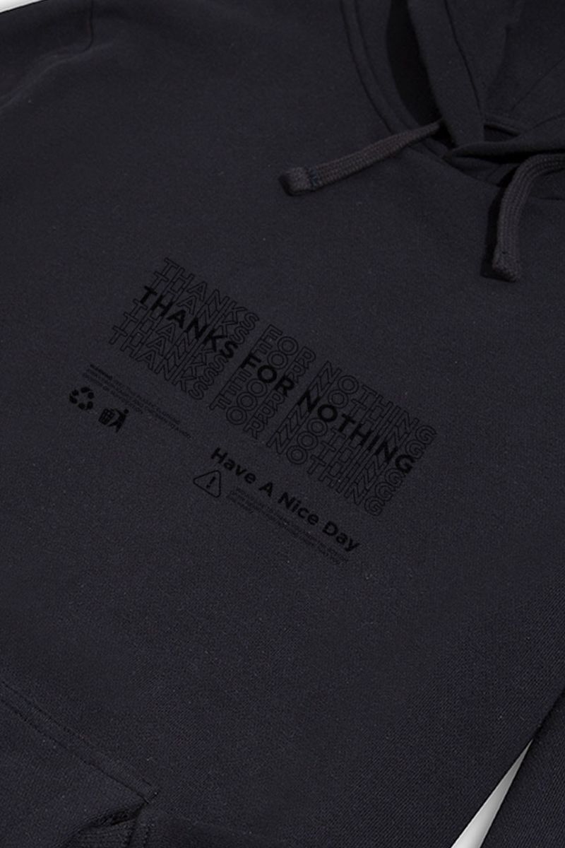 Black Premium Cotton Thanks for nothing Design Pullover Hoodie