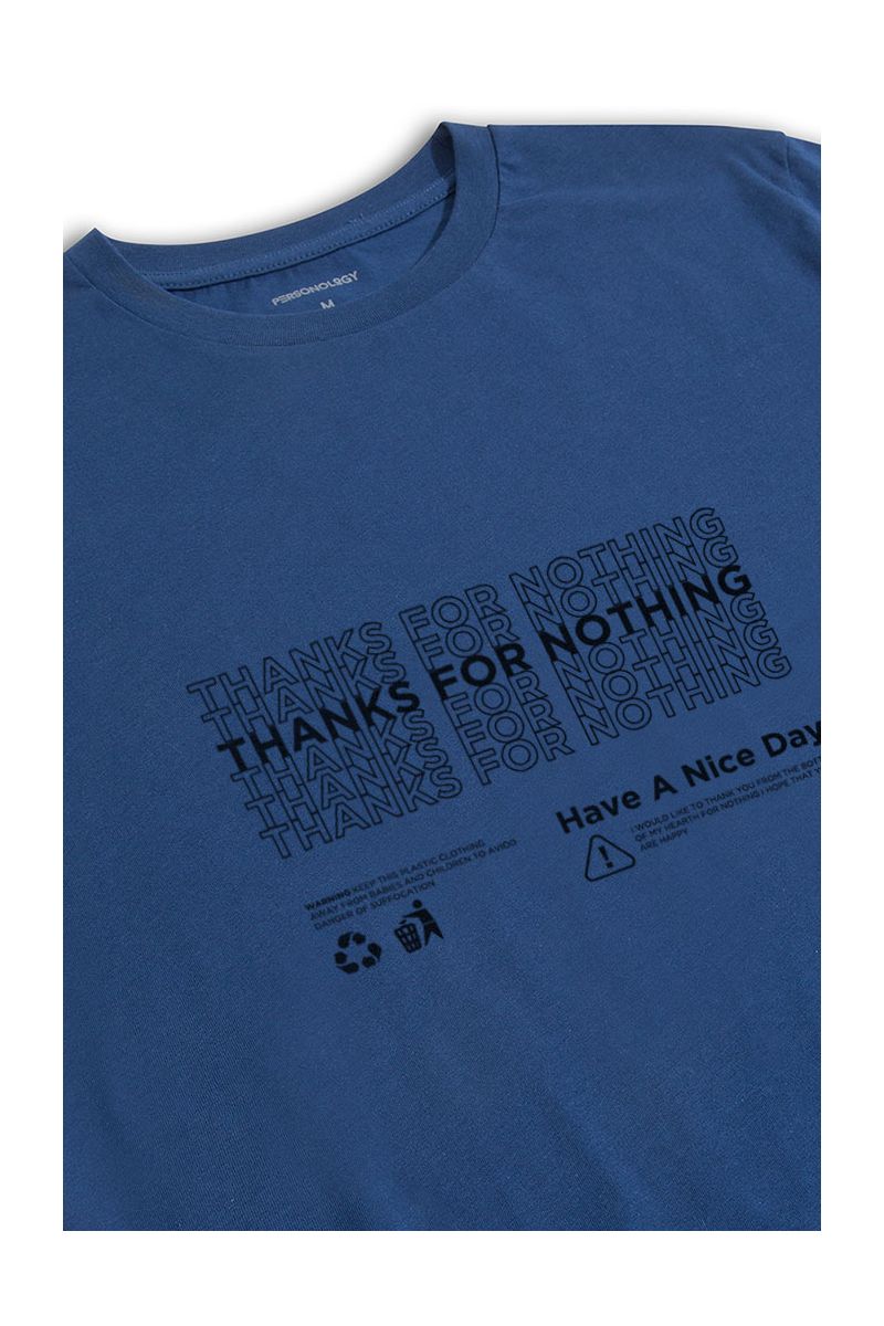 Navy Soft Fabric Thanks for nothing Design Short Sleeve Tee