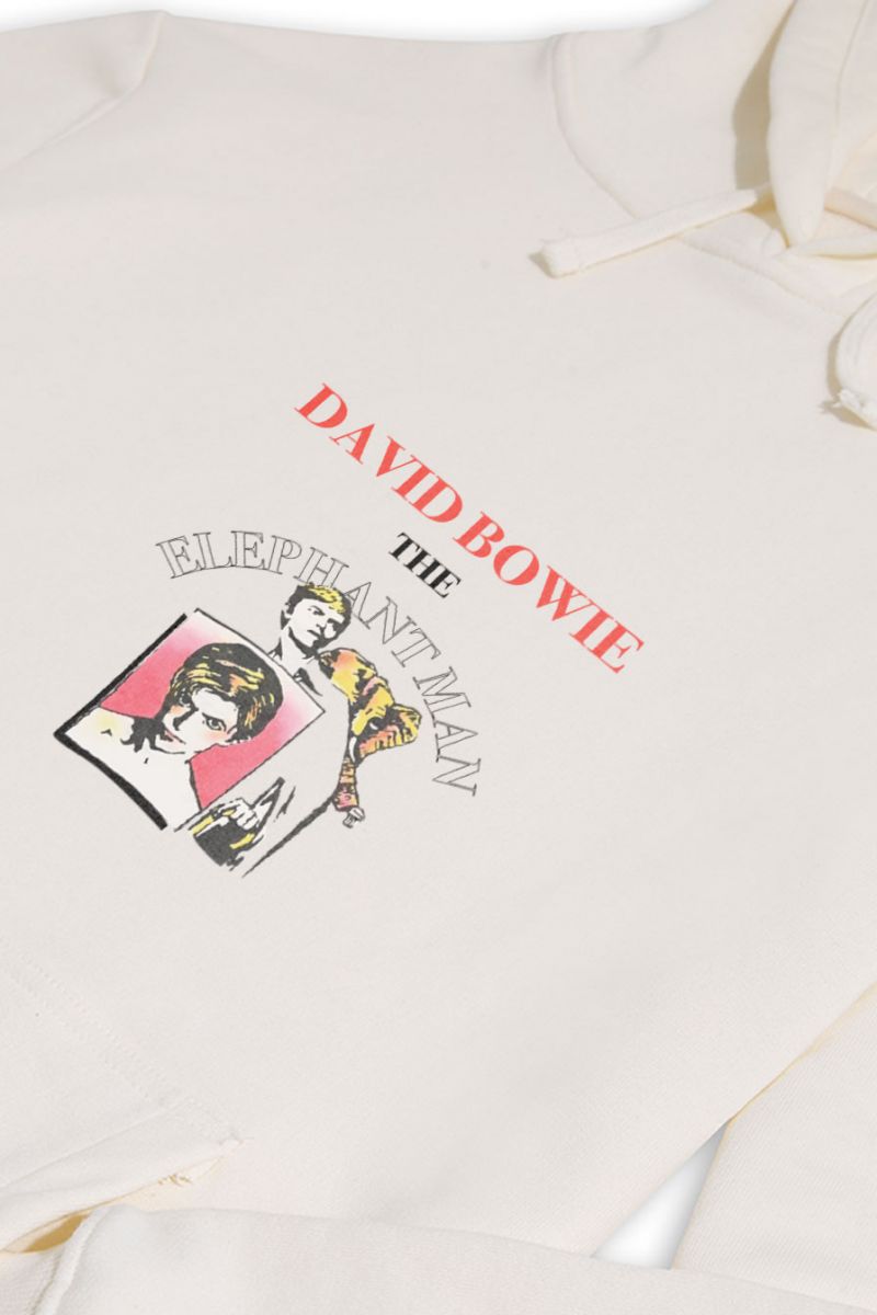 Ecru Premium Cotton David Bowie, The elephantman Design Pullover Hoodie