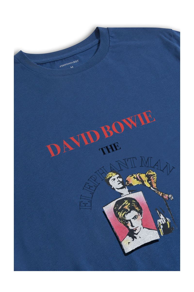 Navy Soft Fabric David Bowie, The elephantman Design Short Sleeve Tee