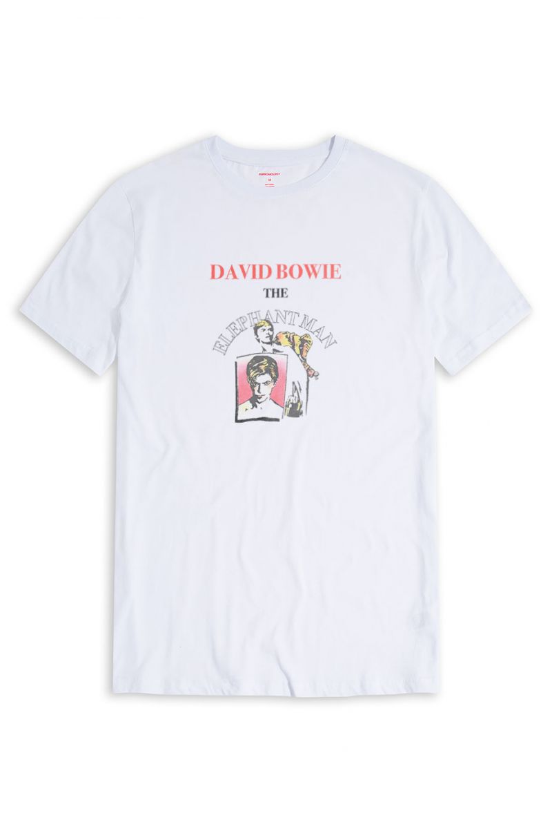 White Soft Fabric David Bowie, The elephantman Design Short Sleeve Tee