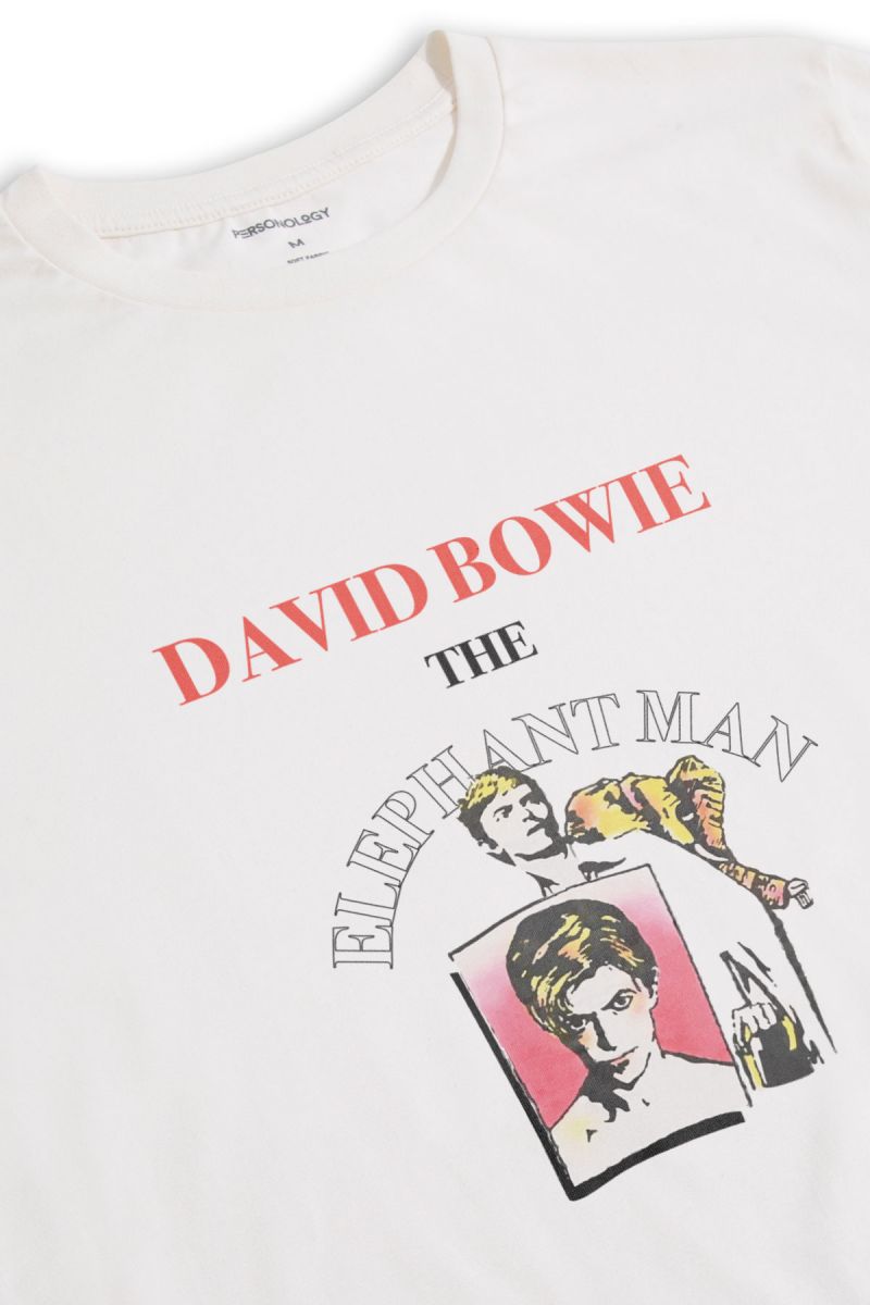 Off White Soft Fabric David Bowie, The elephantman Design Short Sleeve Tee