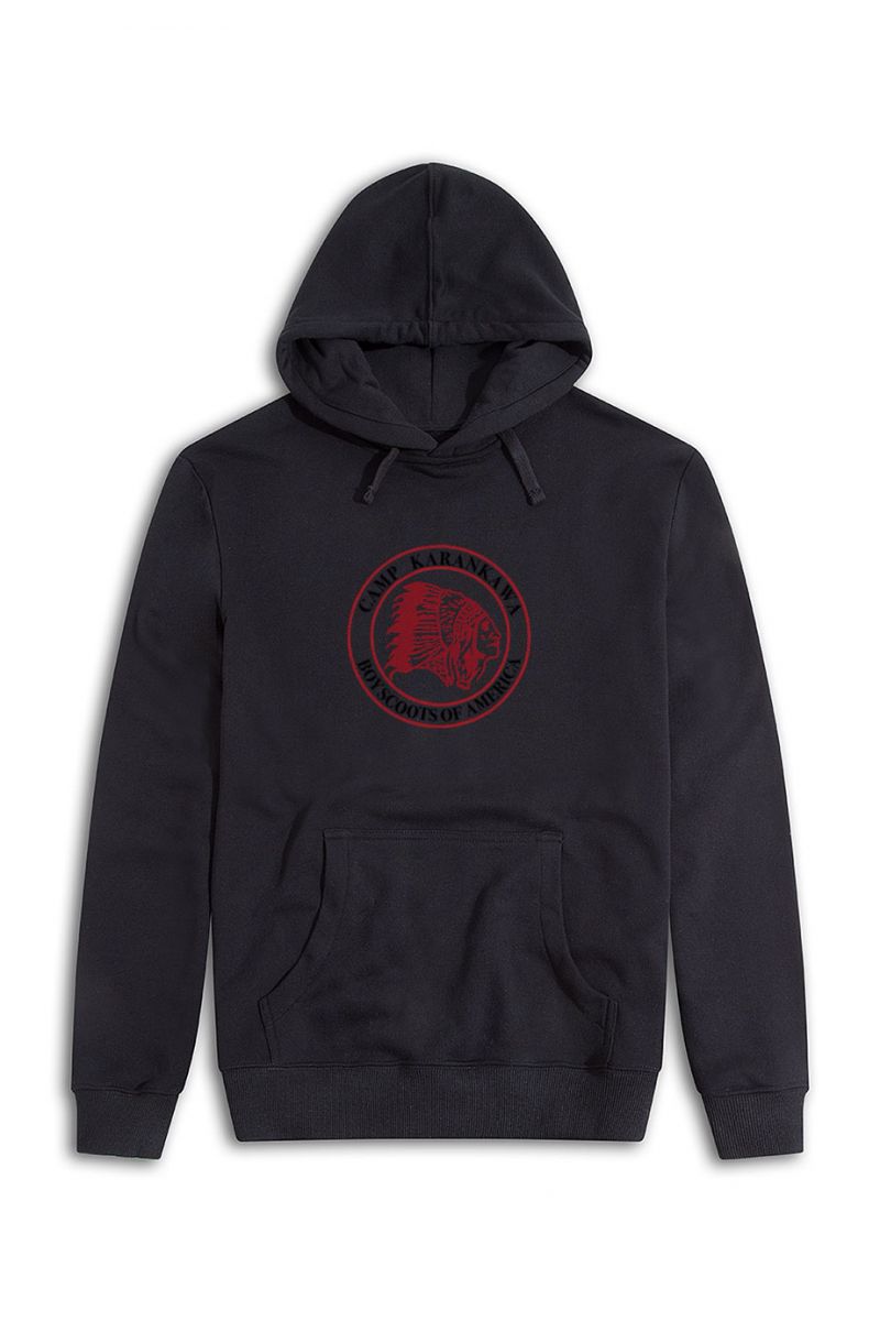 Black Premium Cotton Camp Karankawa , Boyscoots of America Design Pullover Hoodie