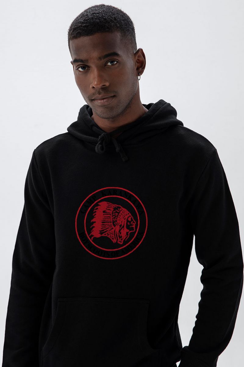 Black Premium Cotton Camp Karankawa , Boyscoots of America Design Pullover Hoodie