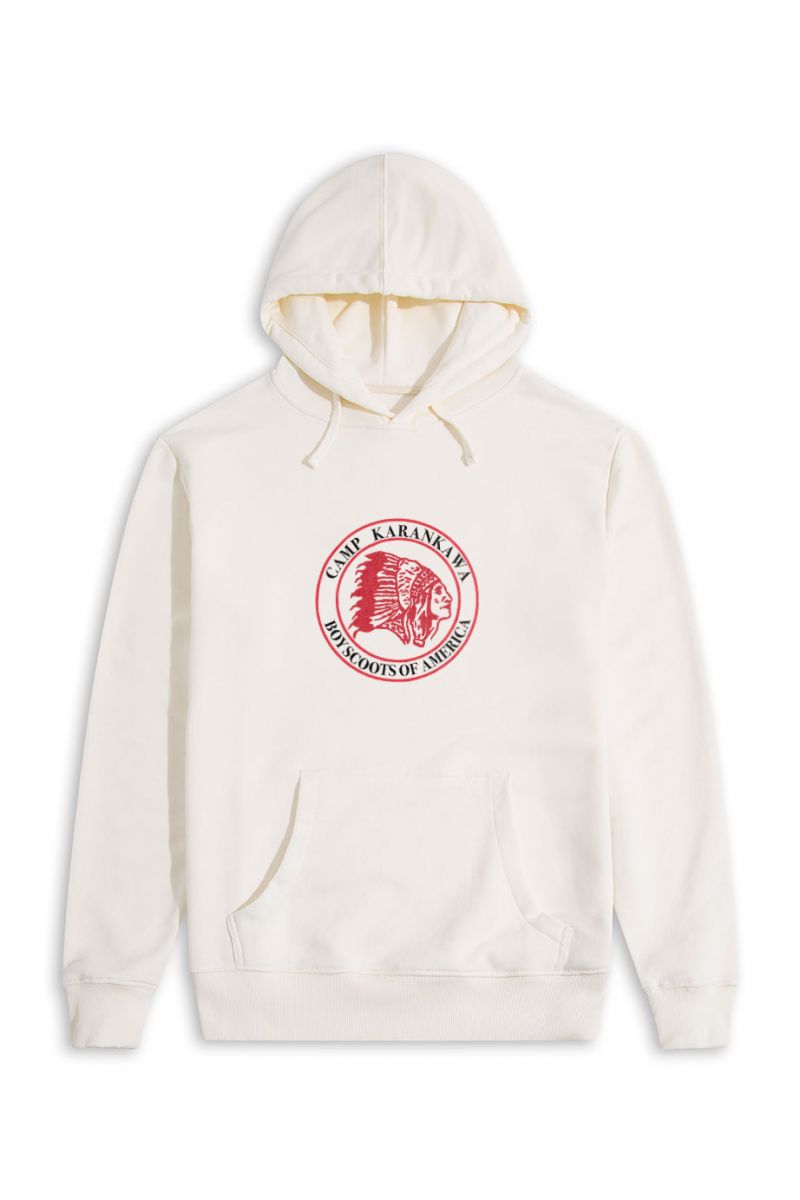 Ecru Premium Cotton Camp Karankawa , Boyscoots of America Design Pullover Hoodie