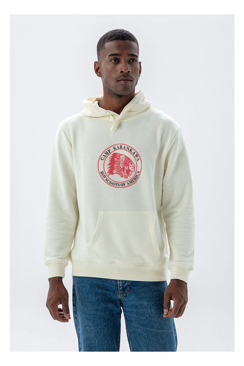 Ecru Premium Cotton Camp Karankawa , Boyscoots of America Design Pullover Hoodie