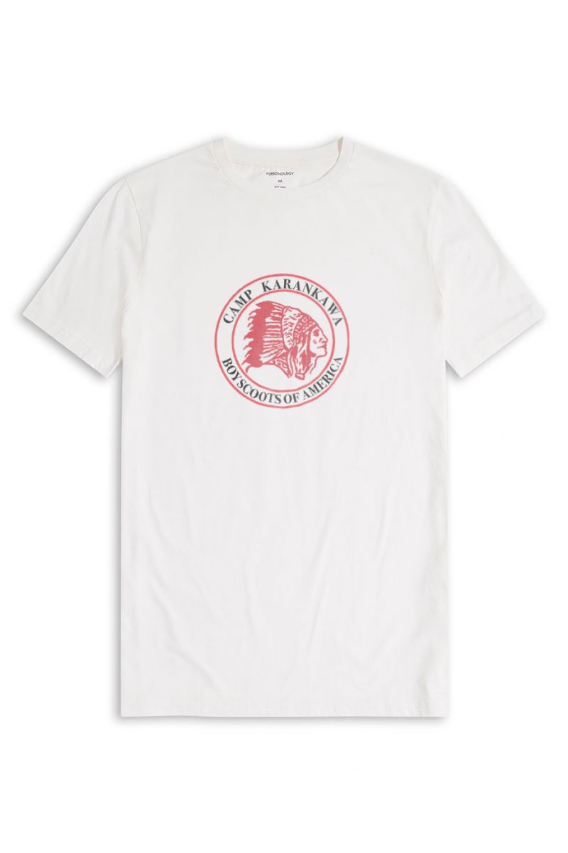Off White Soft Fabric Camp Karankawa , Boyscoots of America Design Short Sleeve Tee