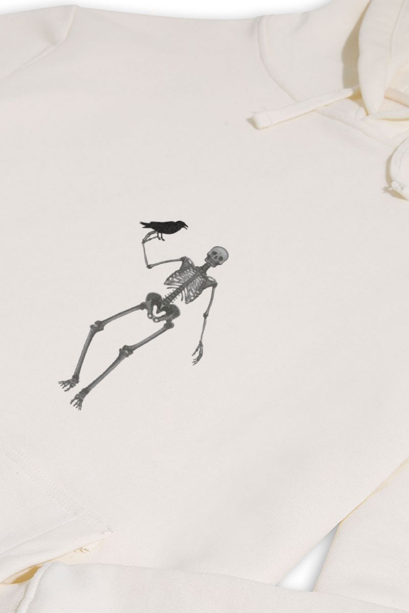 Ecru Premium Cotton Skeleton Design Pullover Hoodie