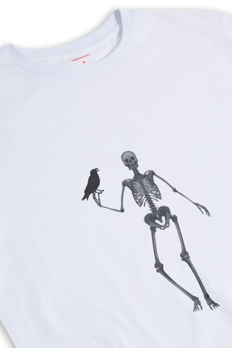 White Soft Fabric Skeleton Design Short Sleeve Tee